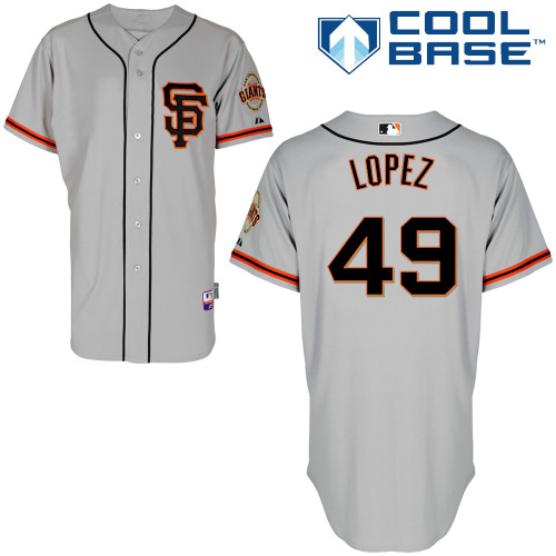 Javier Lopez #49 MLB Jersey-San Francisco Giants Men's Authentic Road 2 Gray Cool Base Baseball Jersey